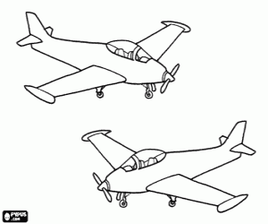 Two small light aircraft coloring page