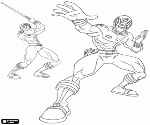 Two superheroes Power Rangers S.P.D coloring page