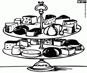 Two tier tray with cheeses coloring page