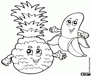 Two tropical fruits coloring page