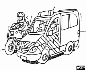 Two vehicles of the police coloring page