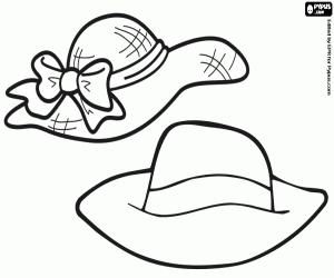 Two wide-brimmed hats coloring page