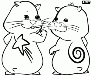 Two Zhu Zhu Pets backwards coloring page
