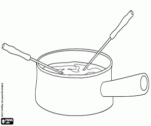 The typical Swiss cheese fondue coloring page