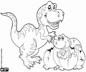 Tyrannosaurus Rex family coloring page