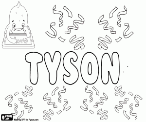 Tyson, name and surname in English coloring page