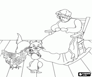 The ugly duckling and the old woman coloring page