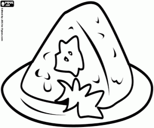 Umeboshi onigiri, Japanese food coloring page