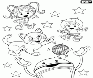 The Umizoomi, Bot and the little cat coloring page