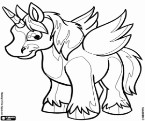Uni from Neopets. The winged unicorn coloring page
