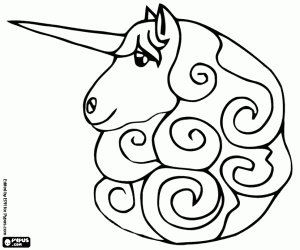An unicorn head coloring page