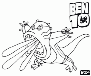 Upchuck, alien with four tongues coloring page
