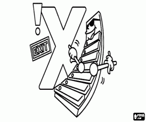 The uppercase letter X with objects coloring page