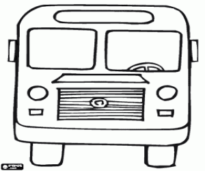 Urban bus seen from front coloring page