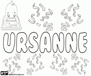Ursanne, unisex name coloring page