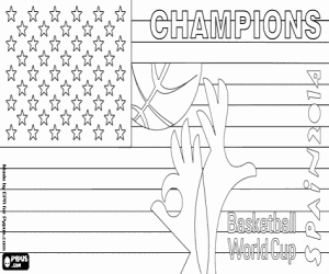 USA, 2014 World basketball champion coloring page