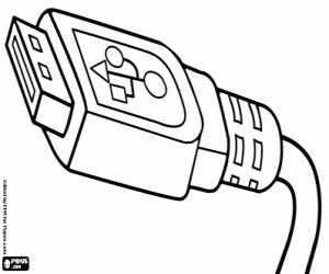 A USB connector with cable coloring page