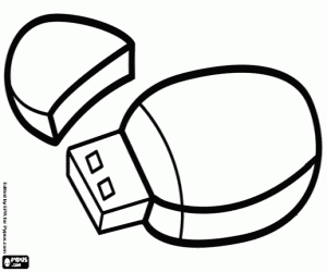USB flash drive, data storage device coloring page