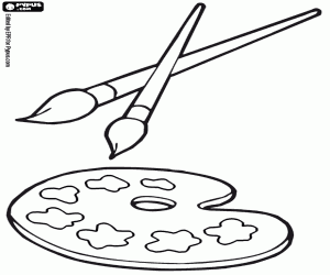 Utensils for artistic painting coloring page