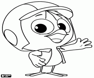 Valeriano, the chick with helmet coloring page