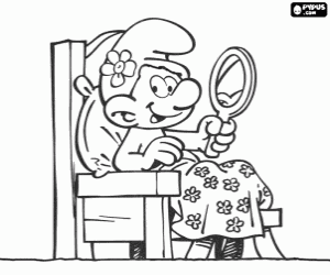 Vanity Smurf with a mirror coloring page