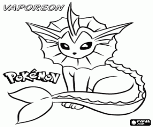 Vaporeon, an aquatic pokemon coloring page
