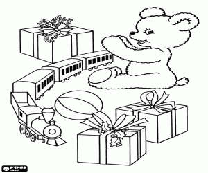 Various Christmas gifts coloring page