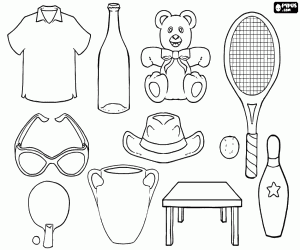 Various objects to play coloring page