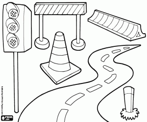 Various objects of road coloring page