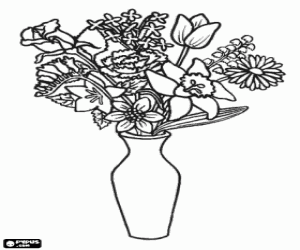 Vase with flowers for Mom coloring page
