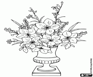 Vase with varied flowers coloring page