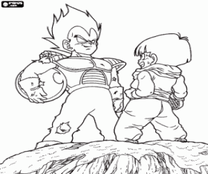 Vegeta and Son Gohan, son of Goku coloring page