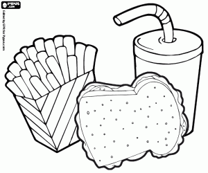 Vegetable sandwich menu coloring page