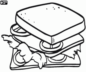 Vegetable sandwich coloring page