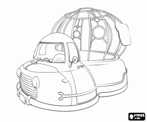 Vehicle and trailer on the planet 51 coloring page
