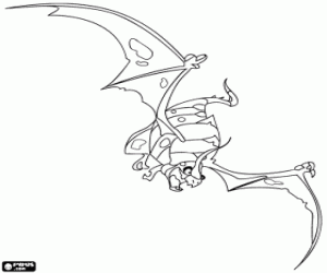 The vertical flight of a dragon coloring page