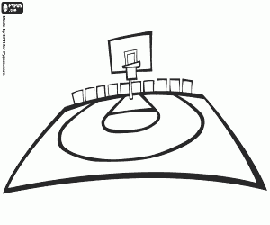 View of a basketball court coloring page
