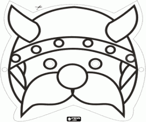 Viking mask with the helmet coloring page