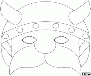 Viking mask coloring page