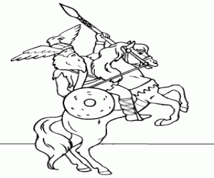 Viking riding his horse coloring page