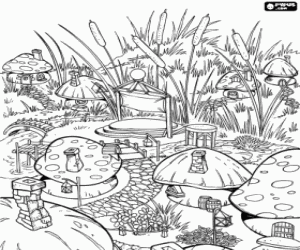 The village of the Smurfs coloring page