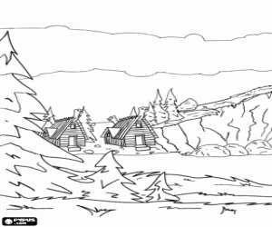 The  village of Vicky the Viking coloring page