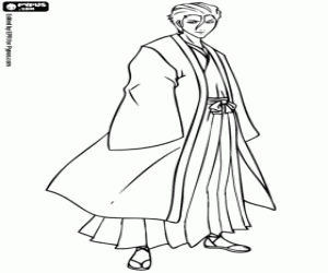 The villain Sosuke Aizen from Bleach coloring page