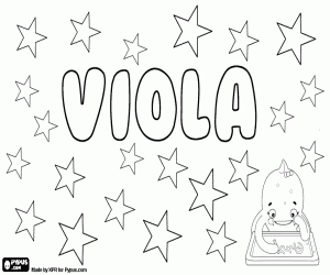 Viola, name in various languages coloring page