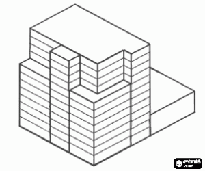 Volumetry of a high building coloring page