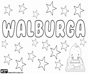 Walburga, German name coloring page