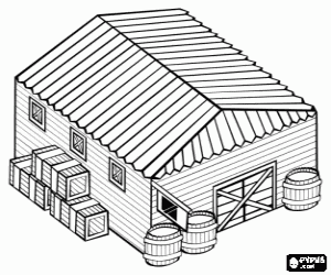 A warehouse, a storage building coloring page