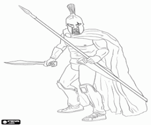 Warrior of ancient Sparta coloring page