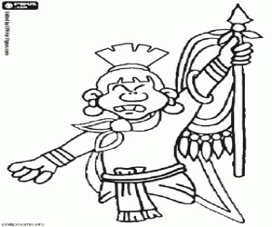 Warrior of the Aztec Empire coloring page