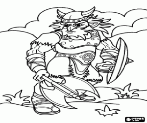 Warrior dwarf or warrior gnome coloring page